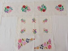 3 PIECES Hungarian Traditional HANDEMBROIDERED Tablecloth Floral Needlework picture
