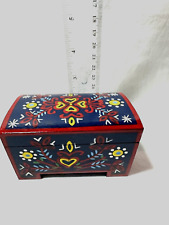 Polish Hand Painted Wooden Box Trinket Box Doll Trunk Folk Art picture