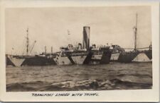 c1910s WWI Military Ship RPPC Photo Postcard Troop Transport / Dazzle Camouflage picture