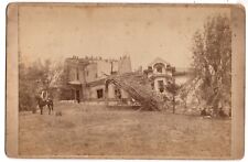 C. 1880s CABINET CARD AFTERMATH OF TORNADO THAT TORE THROUGH HOUSE GRINELL IOWA picture