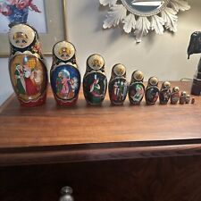 Vintage Russian Wood Nesting Dolls, 11 Piece, Made in USSR picture
