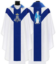 Marian White/blue Chasuble with stole 