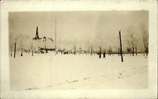 RPPC ~ snow scene church ~ location unknown ~ real photo postcard sku209 picture