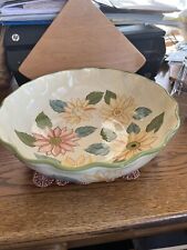 Longaberger Pottery SUNFLOWER 2007 Floral Large Serving Bowl Yellow~MINT picture