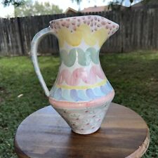 Mackenzie Childs Vintage Hand Painted 10” Tall Pitcher picture