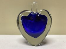 Vtg Hand Blown Zellique Cobalt Blue Heart Somerso Perfume Decanter Bottle/Dauber picture