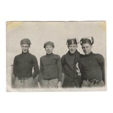 Early Antique Snapshot Photo Four Men Wearing Sports Helmets Uniform picture