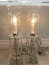 2 Pair Of Antique Electric Etched Hurricane Glass Lamps 20 1/2” Tall Excelsior picture