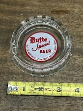 RARE  VINTAGE BUTTE SPECIAL BEER CLEAR GLASS ASHTRAY~ Large crown Top Pattern picture