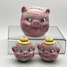 Vintage Little Pig Drippings Jar & Salt & Pepper Shakers picture