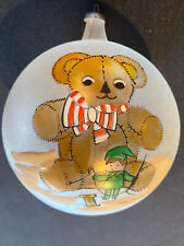 Vintage Hand Painted Frosted Glass Teddy Bear Christmas Ornament picture