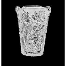 Vase Clear Pressed Glass Frosted Starburst Flower Rectangular 6.5