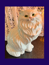 Large Persian Cat figurine statue ceramic hand made painted Vtg MCM 70s 80s READ picture