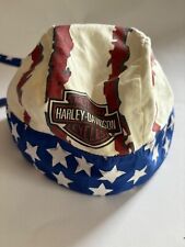 Vintage Harley Davidson skull cap. Red , white & blue. picture