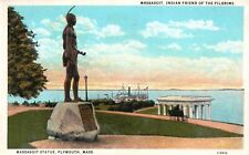 Postcard MA Plymouth Massasoit Statue Friend of the Pilgrims Vintage PC J4959 picture