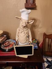 Vintage Chef Pig Statue With Chalkboard Barbecue Restaurant Display 24