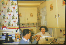 1950s Couple in Kitchen Reading Newspaper- Red Border 35mm Slide- Ritz Crackers picture