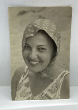 Woman Dress Smile B&w RPPC Photo Postcard picture
