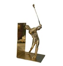 Vintage Brass Bookend Male Golf Statue - Gatco Made In Taiwan - Fathers Day Gift picture