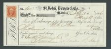 1866 Bank Check St John Powers & Co Exchange Note $10,000 W/2c Orange Reveue--  picture
