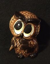 Vtg. Ceramic Owl Coin Bank Big Eyes Rubber Stopper intact approx. 4.5