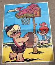 1979 Hanna Barbera Flintstones Pebble and Bam Bam Folding Poster 14”x11” Premium picture