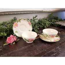 Vintage Franciscan Desert Rose Pair of Teacups & Saucers Made in CA USA 1940 picture