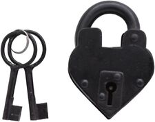 Heart Shape Padlock Victorian Style Lock with Two Skelton Keys (3 inches) picture