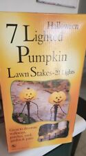 7 Lighted Pumpkin Lawn Stakes Halloween Jack O Lantern Yard Decoration Blow Mold picture