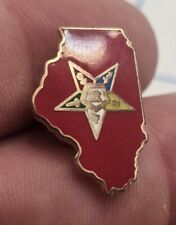 VTG Lapel Pinback Hat Pin Gold Tone Illinois State Shaped Star Logo  picture