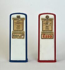 ⛽️ESSO Gasoline SALT and PEPPER SHAKERS Red Blue Plastic Complete Vintage 1950s picture