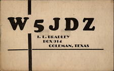 QSL Radio Card W5JDZ 1948 Coleman Texas  I L Bradley picture