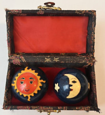 Vintage Chinese Baoding Sun and Moon Meditation Balls Therapy Stress With Box picture