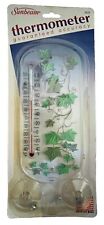 Vintage 1992 Sunbeam Vines Floral  8533 Magnifying Thermometer WINDOW NEW USA picture