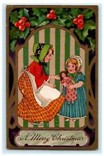 Beautiful Merry Christmas Child Doll 1910 Washington DC Antique Germany Postcard picture