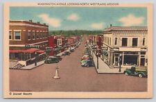 West Plains Missouri MO Washington Avenue 1940s Cars Coca Cola Sign Postcard picture