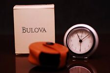 Bulova Travel Alarm Clock B6639 Leather Cover Box/Papers Easy-To-Use Loud Beep  picture