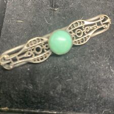 Vintage Pawn Navajo JADE RARE* Sterling Silver Brooch Pin Jewelry GORGEOUS picture