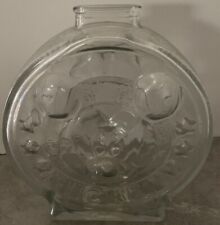 Vintage Anchor Hocking Disney Mickey and Minnie Mouse Round Glass Coin Bank USA picture