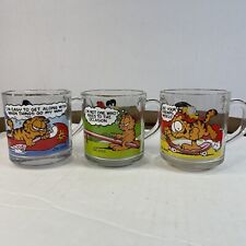 Vintage McDonald's 1978 Garfield Glass Coffee Mug Cup Set of 3 picture