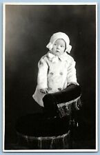 RPPC Postcard~ Infant Child In Overcoat Winter Coat & Cap picture