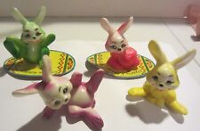 Vintage  Miniature Hard Plastic Easter bunny figurines multiply colors #A picture