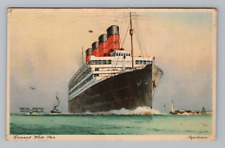 Postcard Steamer Ship SS Aquitania Cunard White Star Line Boats Ocean View c1940 picture