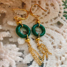 Natural jadeite eardrop Earrings Dangle 18K Chain girl gift Jewelry CARNIVAL picture