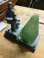 Art Deco Metal Lamp Man Monkey And Music Box picture