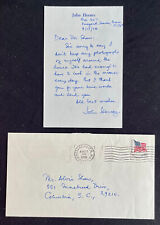 John Hersey Signed Autograph 3.5x5.5 Handwritten Letter & Stamped Envelope 1978 picture