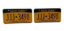NEW YORK EMPIRE STATE  LICENSE PLATE PAIR - BLUE/GOLD - JJJ 3498 picture