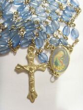 vintage catholic Saint Mary blue Lucite beads 24 inch religious roasry 53153 picture