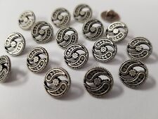 VINTAGE BUTTONS SET OF 12 TINY SMALL FLOWER  SILVER METAL DESIGN TUZ2467 picture
