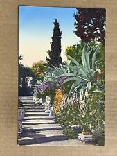 Postcard Italy Lake Como Scenic Garden Flowers Stairs Vintage PC picture